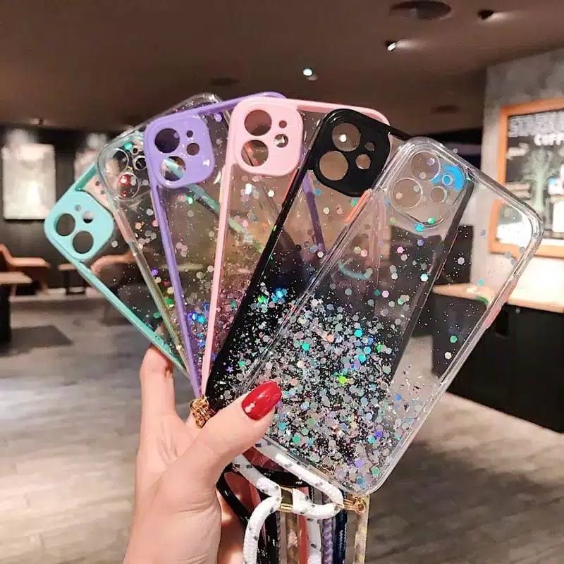 Case Iphone 13 13 Pro 13 Mini 13 Pro Max Softcase Bumper Aero Case Glitter Tali Lanyard Sling Case