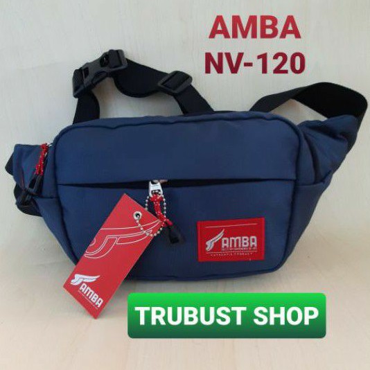 tas slendang waistbag sling bag biru navi AMBA NV-120