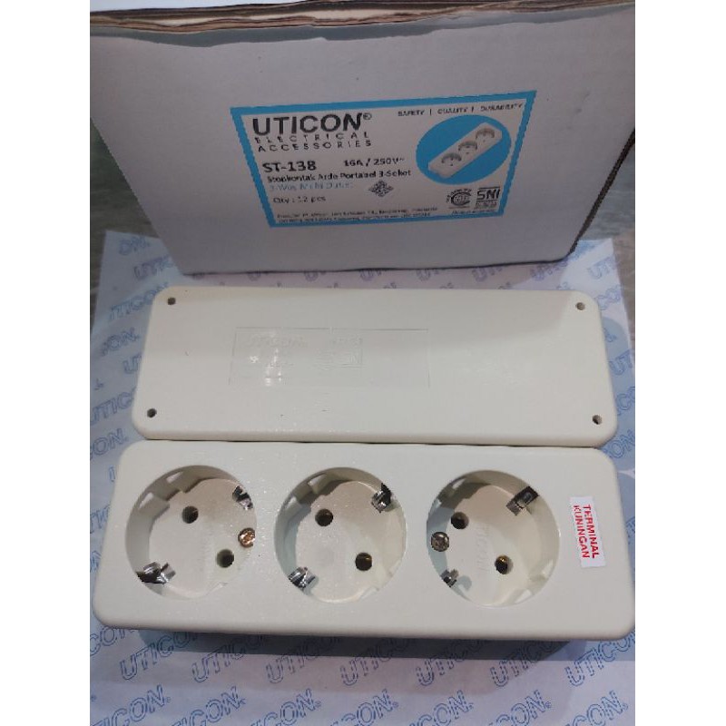 Stopkontak Arde Portabel UTICON 3 Lubang/ 3-Way Multi Outlet ST-138