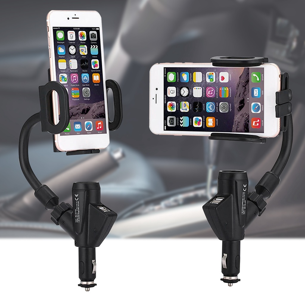 MallCasing - Car Holder Handphone Aksesoris Mobil Charger Mobil Universal Stand with Plus Saver 2 Output Kabel USB CH 901