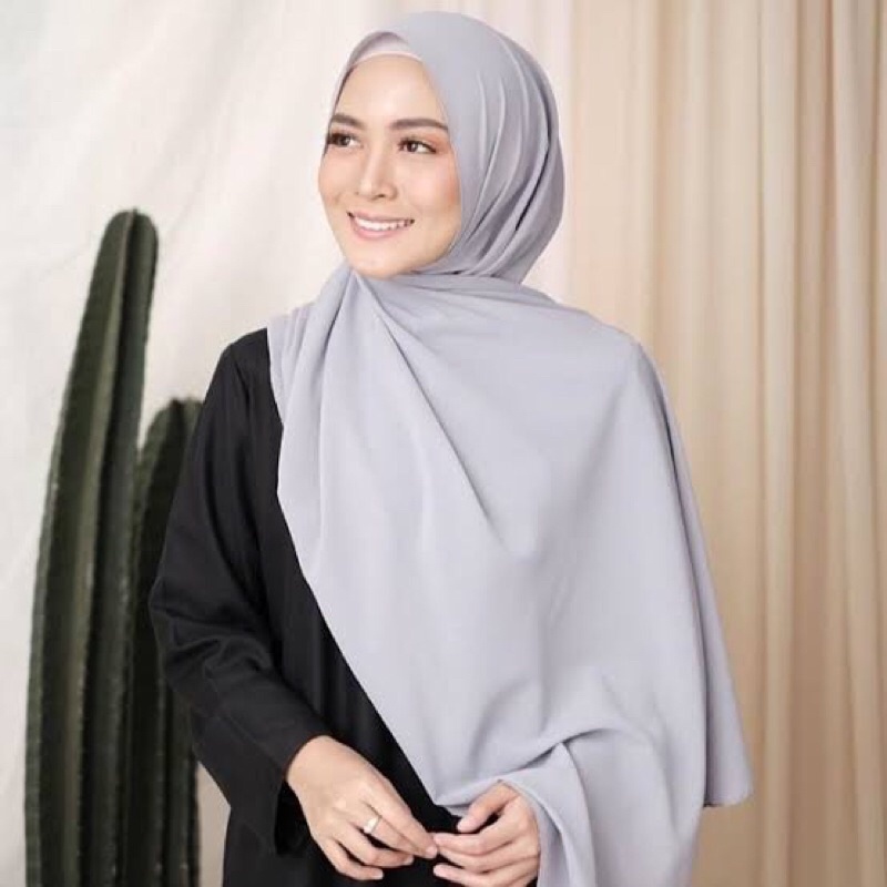 Hijab Instant Diamond Pashmina Tali Panjang Tepi Jahit-Silver