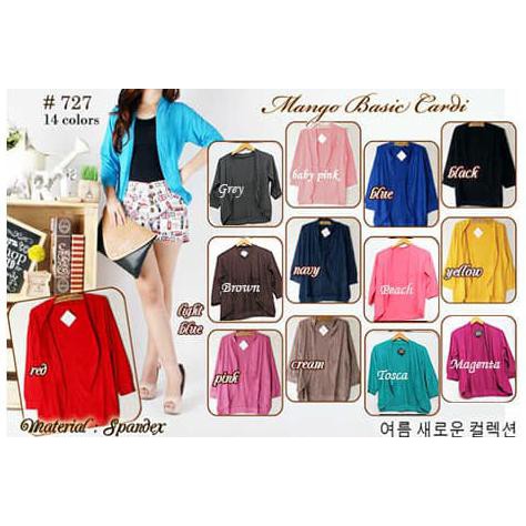 Cardigan Lengan Midi Oval Spandek Polos Bahan Adem Bolero Pendek