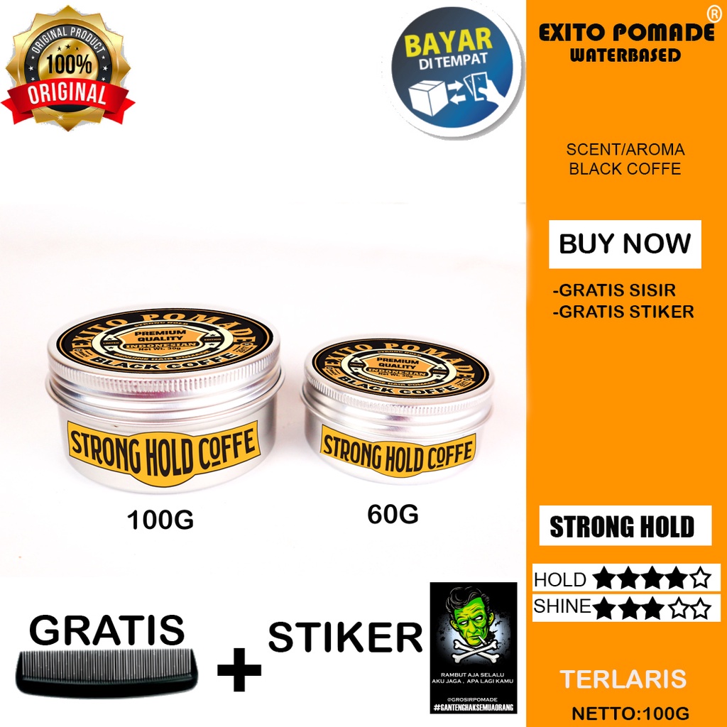 Exito Pomade BLACK COFFE 60G dan 100G ALMUNIUM  COFFE BEAN SERIES