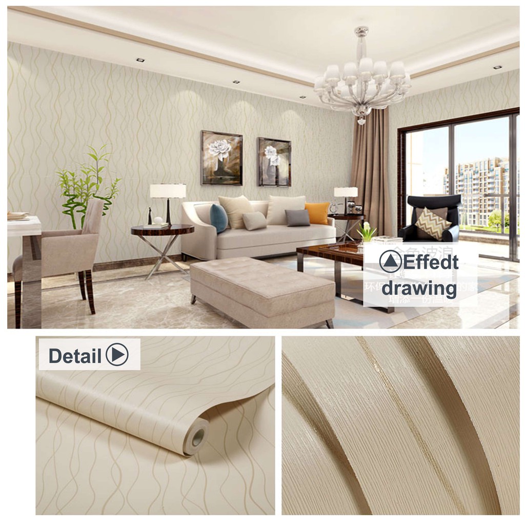 Wallpaper Dinding Garis Gelombang - Wallpaper Sticker PVC ± 9 meter x 45 cm