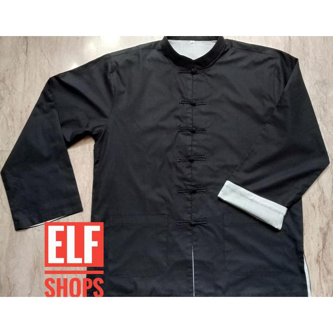 ( BISA COD ) Baju Kungfu / Baju Wing Chun / Baju Ip Man / Baju Chinese (BLACK) - Hitam, M