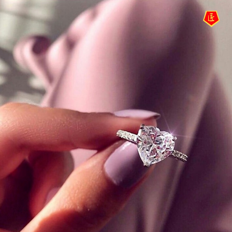 [Ready Stock]Heart-Shaped Moissanite Ring Stylish and Elegant