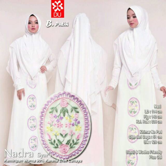 NADRA SYARI PUTIH SATU SET DENGAN KHIMAR
