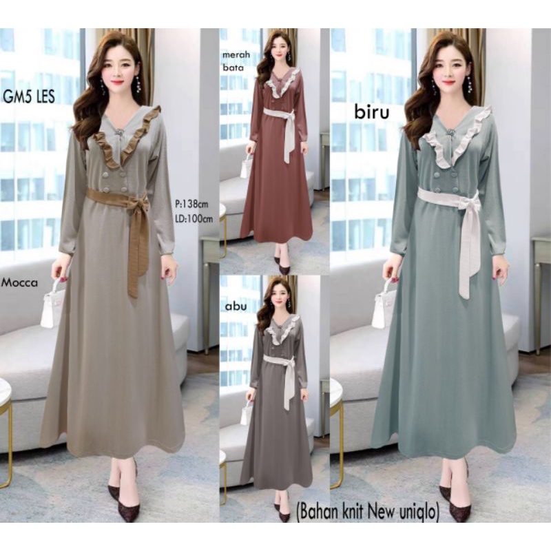 #Fashionable# Knit dress gamis rajut gamis kekinian dress new uniqlo gamis best seller gamis korea g