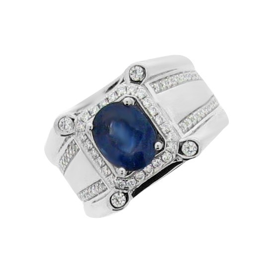 Cincin Perak Cowok Batu Safir Model Terbaru