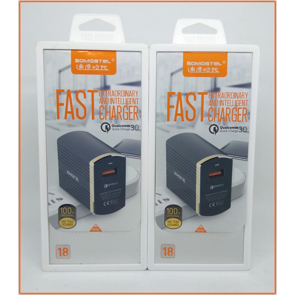 Somostel  Batok Usb Charger Fast Charging (3.0 Ampere) - Hitam