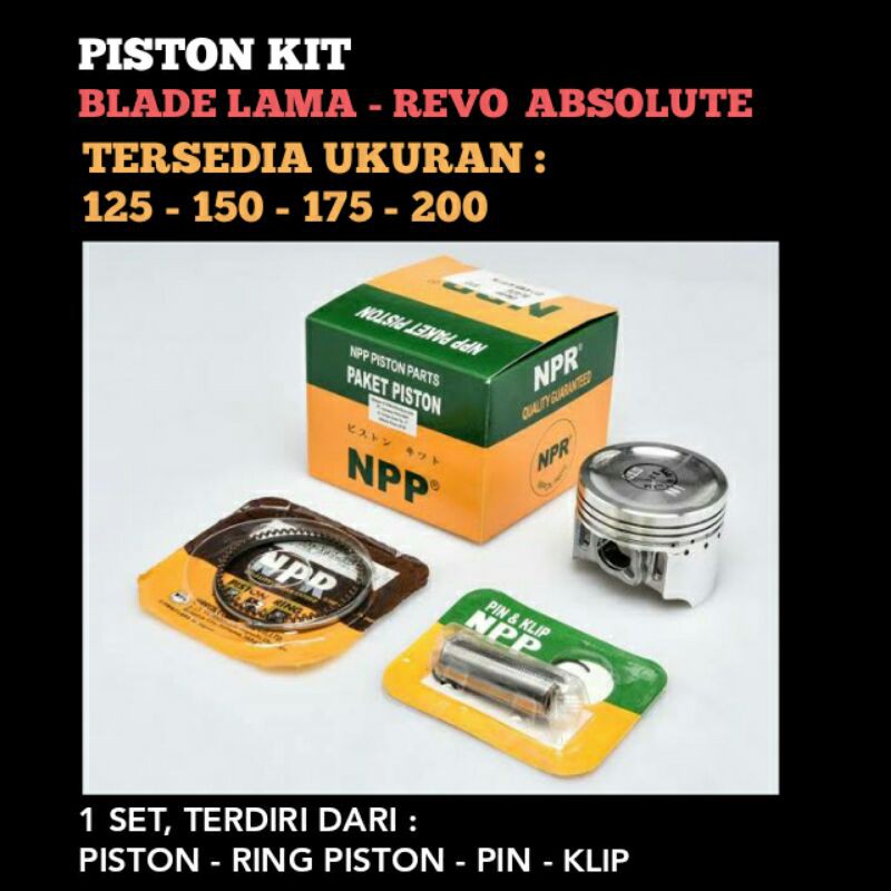 Piston Kit Blade Lama - Revo Absolute Ukuran 125 - 150 - 175 - 200 / Seher Ring Pin Klip Os / NPP