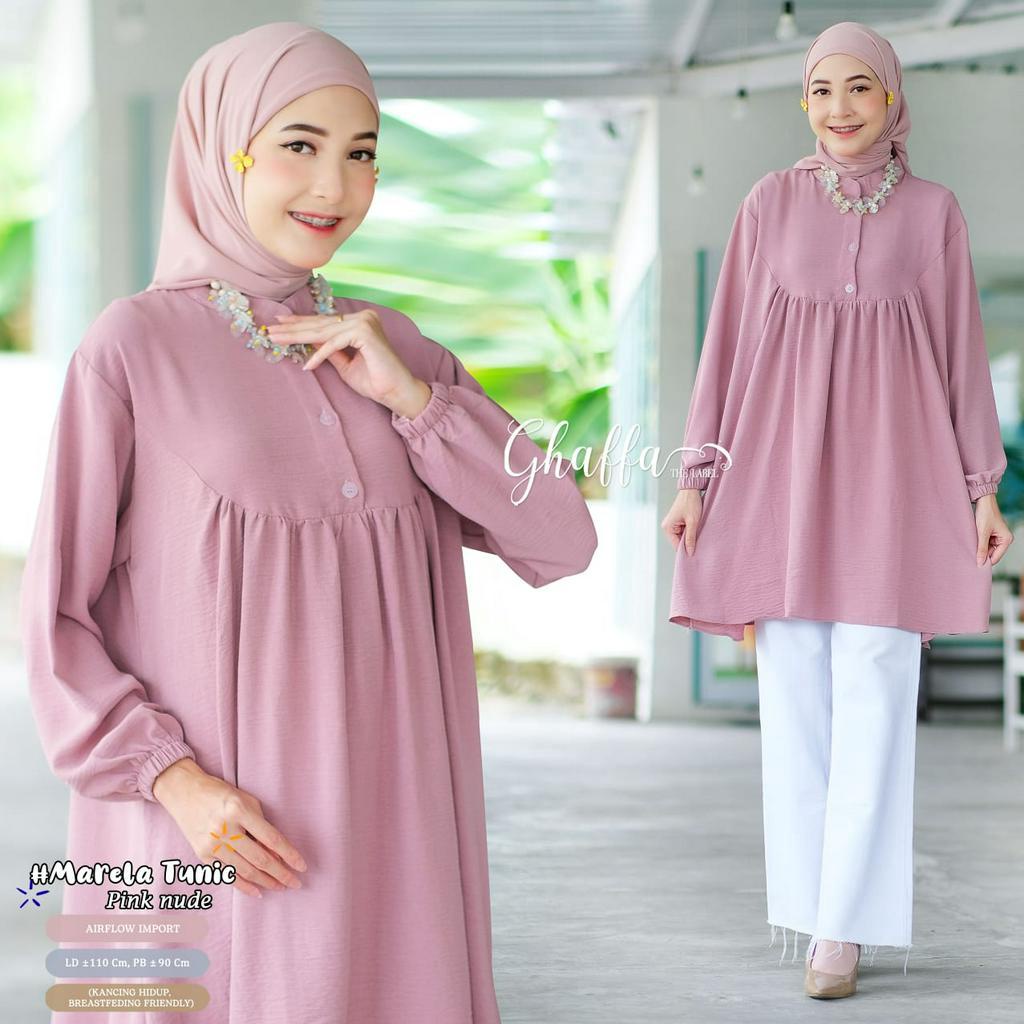 Marela Tunic Atasan Wanita Muslim Airflow Original Produk By Ghaffa