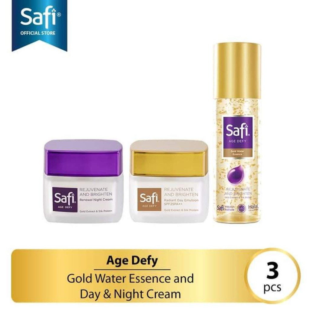 safi age defy gold water essence 30ml + day and night cream 20g