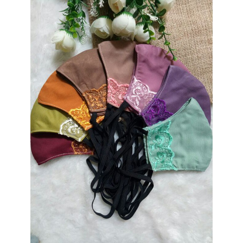 masker katun toyobo 2lapis aksen renda