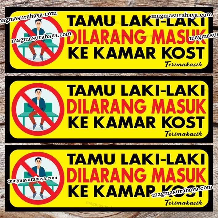 Stiker sticker Tamu laki laki dilarang masuk ke kamar kost label