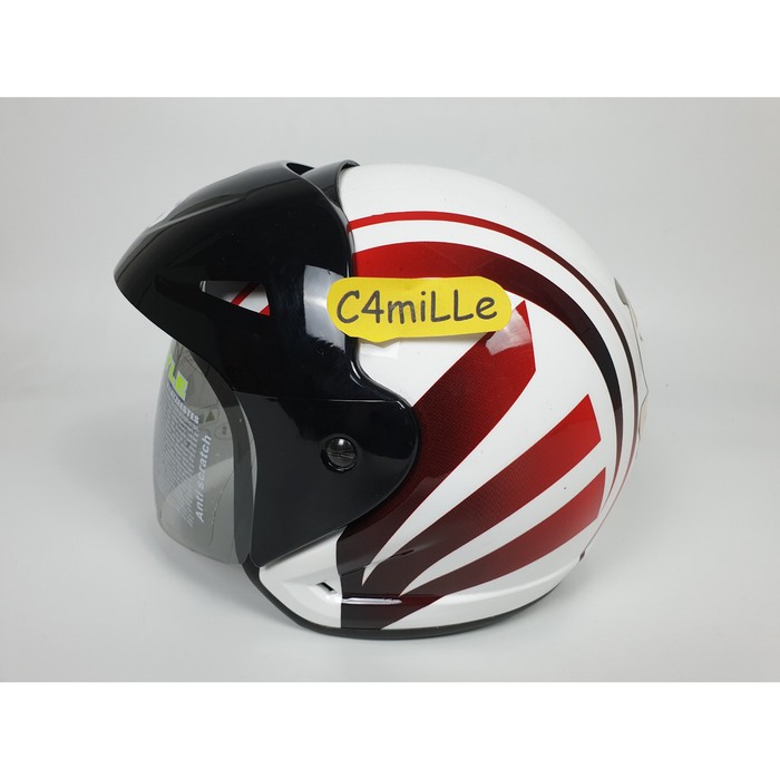 CMS43HELM BMC TOURING KIDS 1 #1 WHITE RED HALF FACE