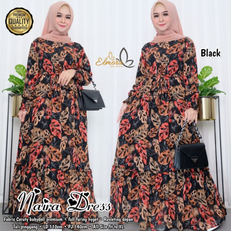 NAIRA GAMIS LONGDRESS CERUTY MOTIF JANDA BOLONG MAXI BUSUI DRESS