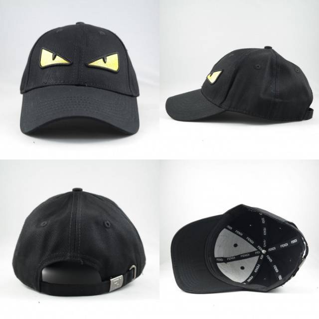 Topi Snapback Fendi Hitam Logo Kuning