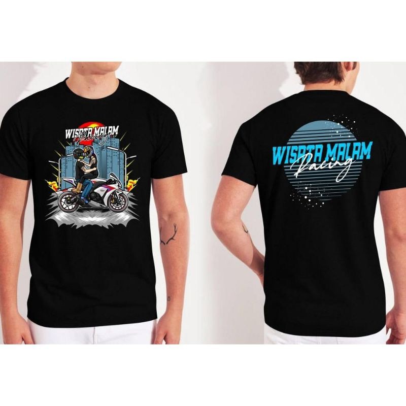 Fourfashion Kaos Pria Kaos Distro WISATA MALAM RACING Black FN278