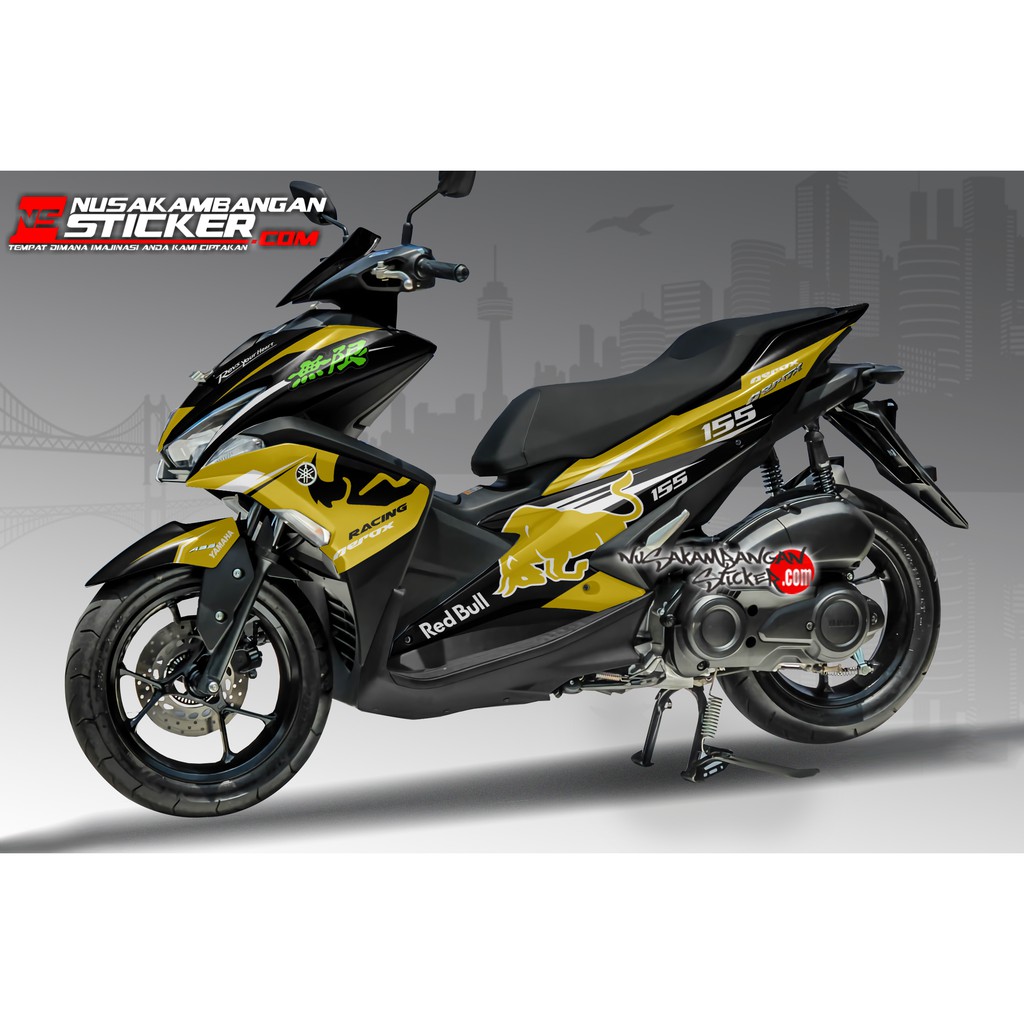 Decal Stiker aerox - BANTENG RACING HITAM KUNING