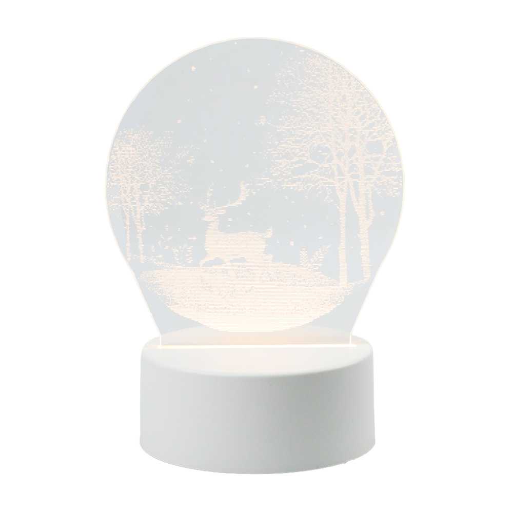 Lampu Tidur 3D LED Transparan Design Elk Tree Warm White Lamp Hiasan Dekorasi Ruang Tamu Kamar Tidur Berkualitas