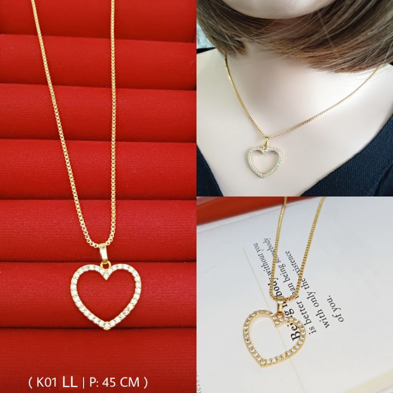 Kalung Love Full Permata Lapis Emas