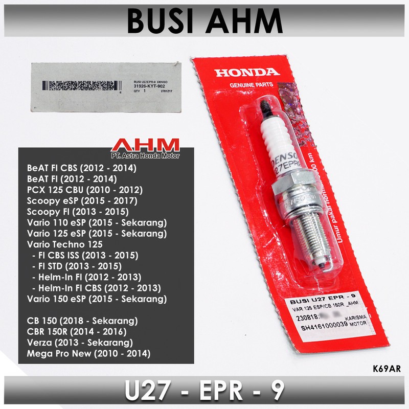 Busi AHM U27-EPR-9 ASLI PCX, Scoopy, Vario 110, Vario Techno, Verza