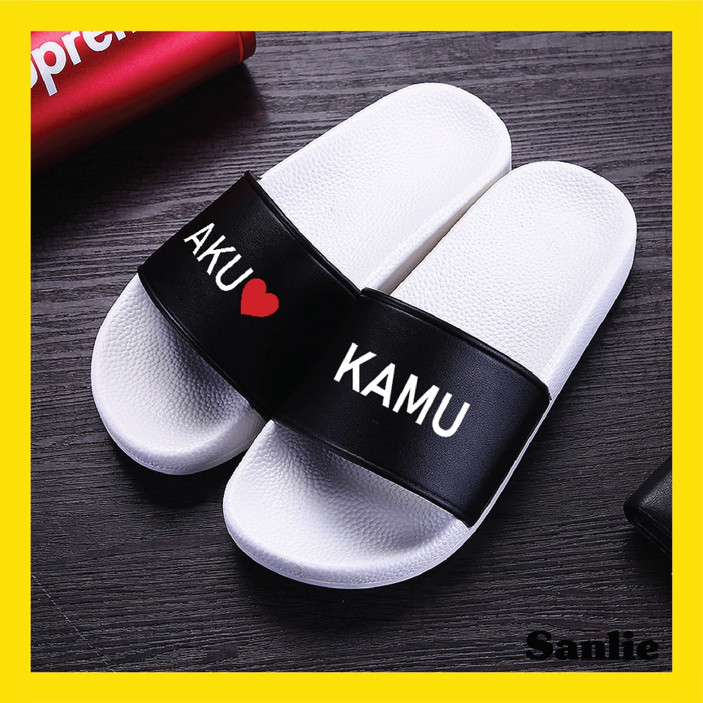 SANLIE SANDAL SLOP AKU KAMU / SANDAL SLIDE SLOP / SANDAL SLIP ON AKU KAMU EMPUK PRIA WANITA 555-2