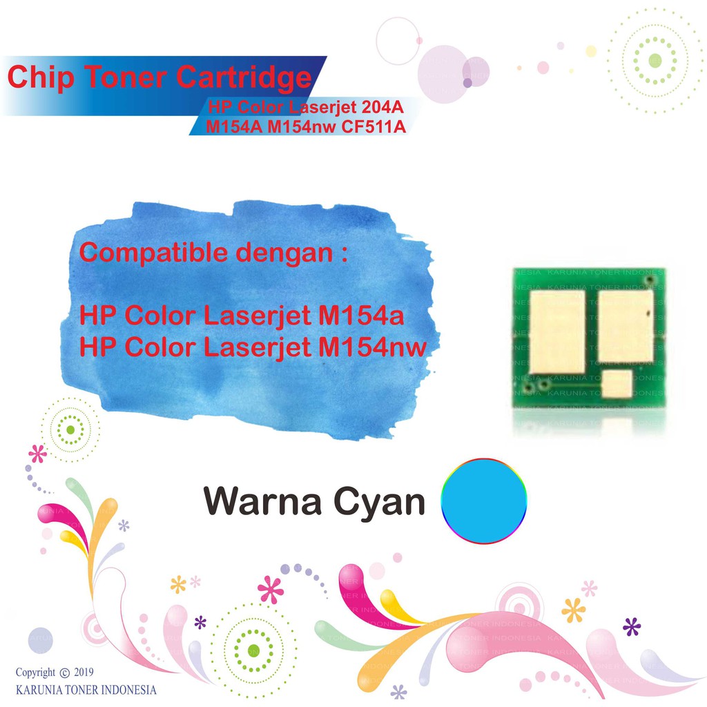 Chip Toner CF510A CF510 CF511A CF511 CF512A CF512 CF513A CF513 204A - HP Laserjet M154 M180 M181