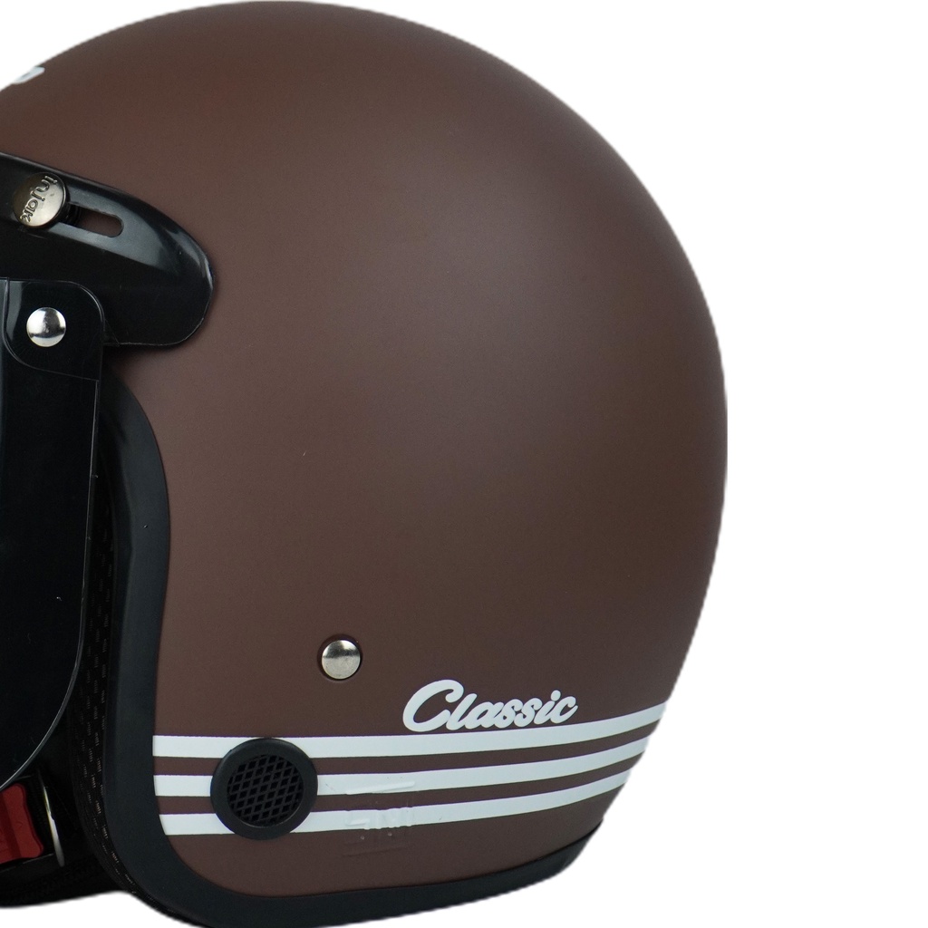 Helm Bogo Retro Dewasa Pria Wanita Kekinian Kaca Datar SNI