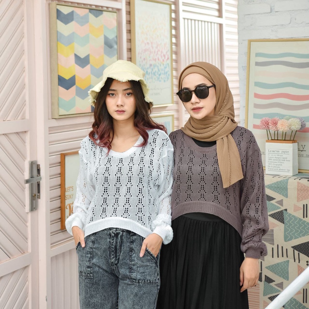 Lea Moon Sweater Rajut Kekinian - Rajut Wanita Luaran Lea Moon - Rajut Blouse Wanita Terbaru 2021