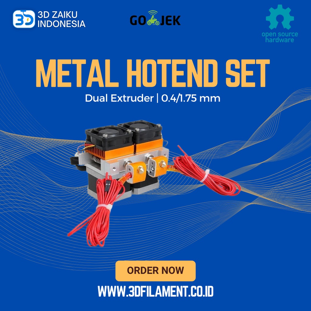 Reprap 3D Printer MK8 Dual Extruder All Metal Hotend Set 0.4/1.75 mm