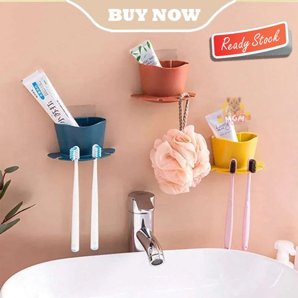 Tempat Sikat Gigi dan Odol Tooth brush holder Tempel Dinding 4in1