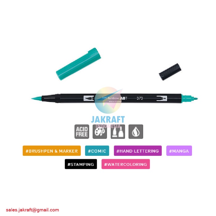 

Hemat Tombow Abt 373 Sea Blue Dual Brush Pen Water-Based Marker Limited