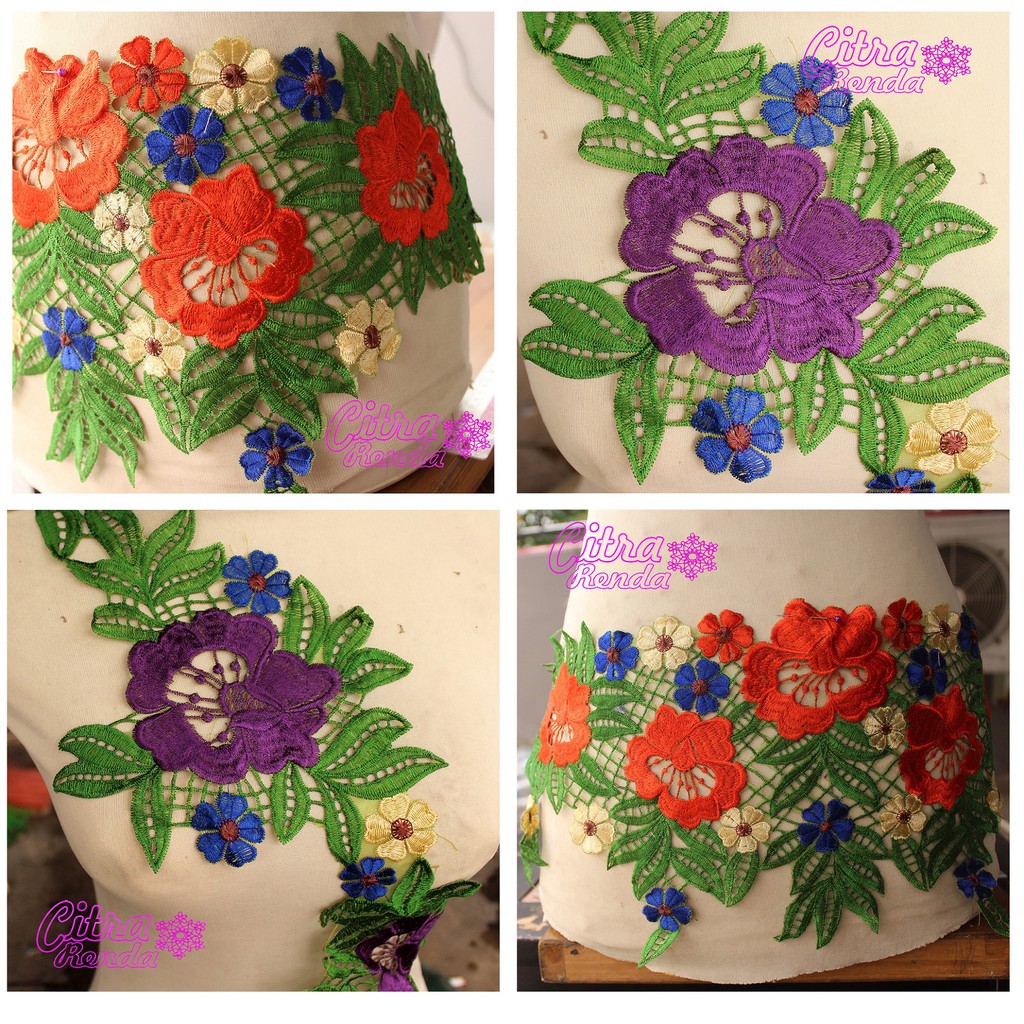 (Per Set) AP163 Aplikasi / Patch Bordir 3D Cantik