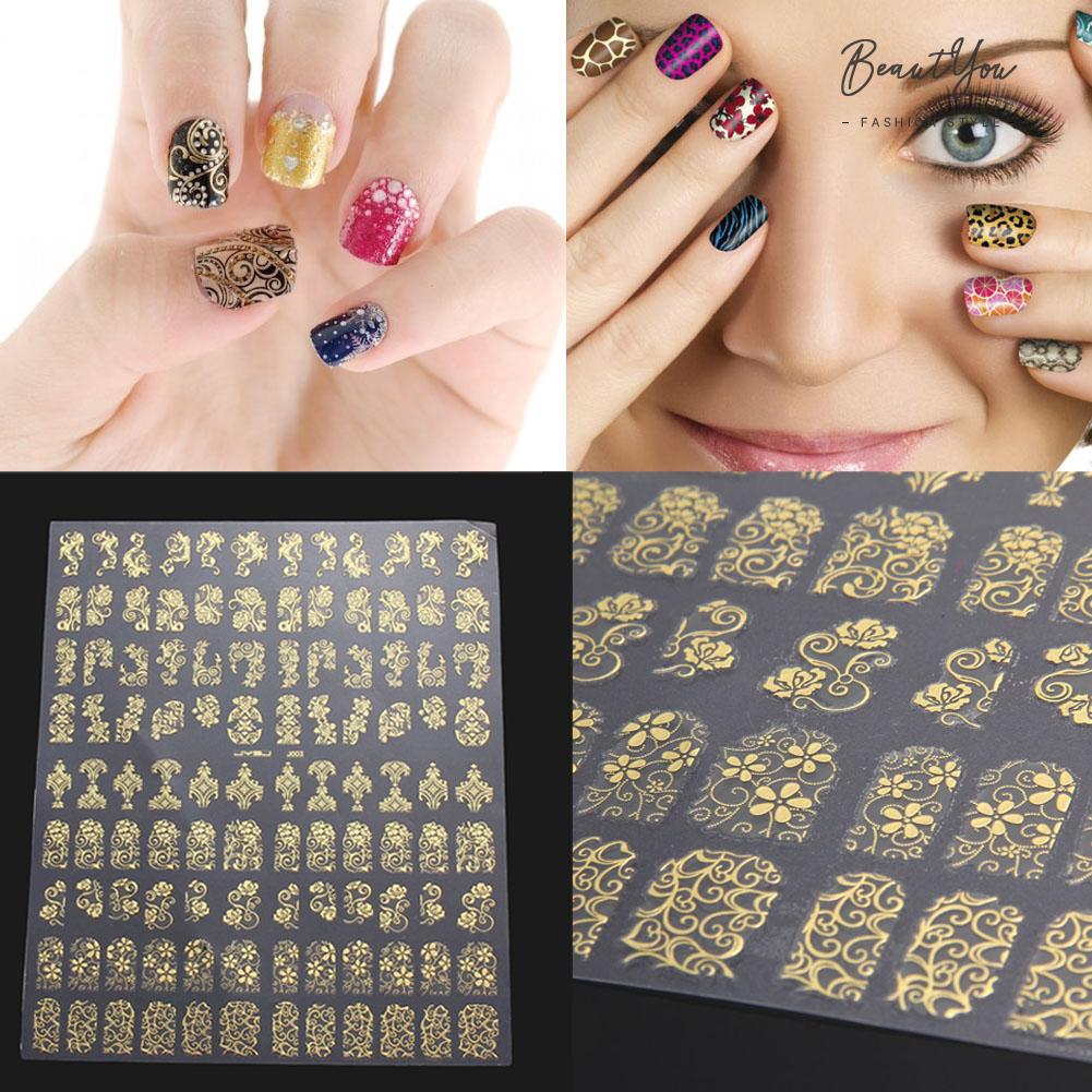 108pcs Stiker Nail Art Desain  Bunga  3d Diy Untuk Manicure 