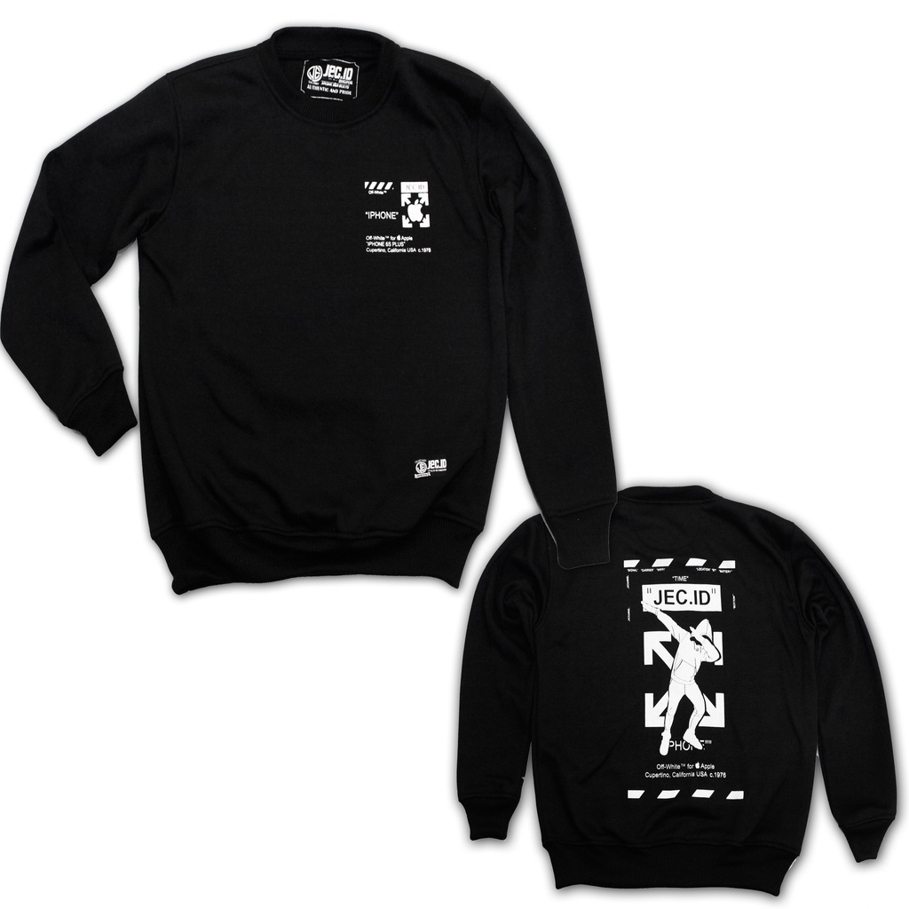 Sweater Crewneck Hitam IPHONE JEC ID Unisex