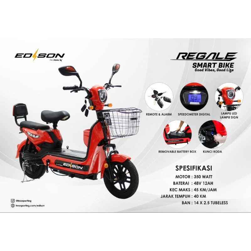 Sepeda Listrik EDISON REGALE 350 watt Ebike Moped