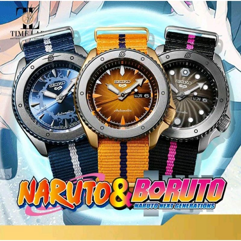 JAM TANGAN SEIKO 5 BORUTO X NARUTO JAM TANGAN PRIA KANVAS JAM TANGAN ANIME TALI KANVAS ANTI AIR