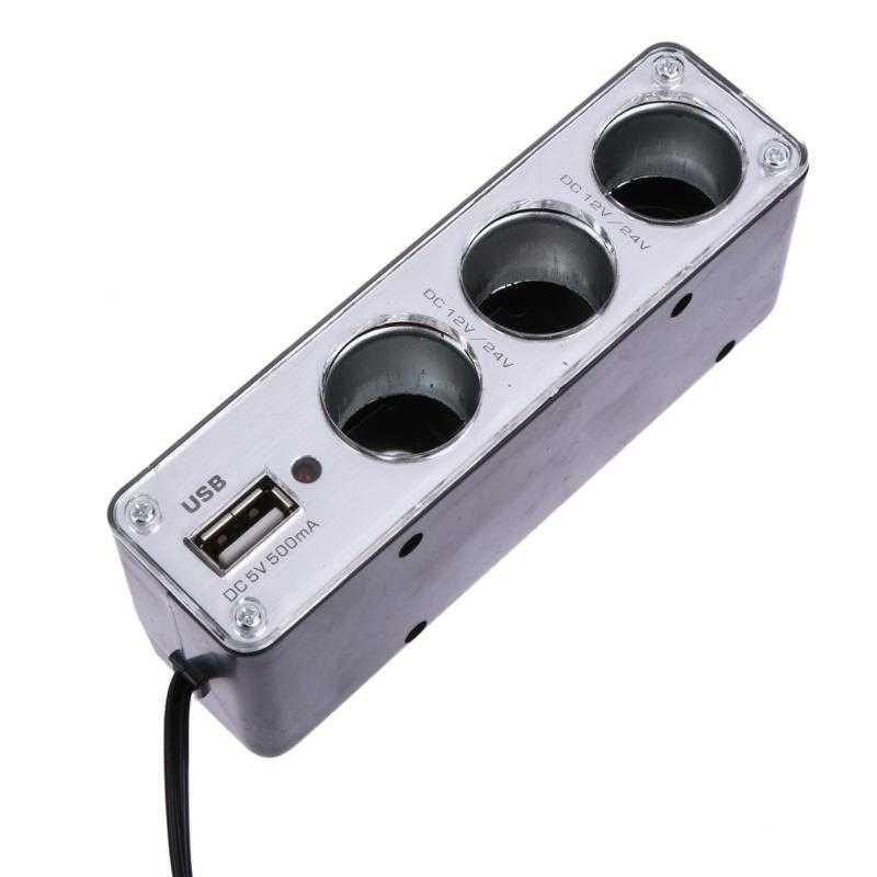 INcar Triple Socket 12V/24V Car Cigarette Lighter USB Power - WF-0096 ( Al-Yusi )