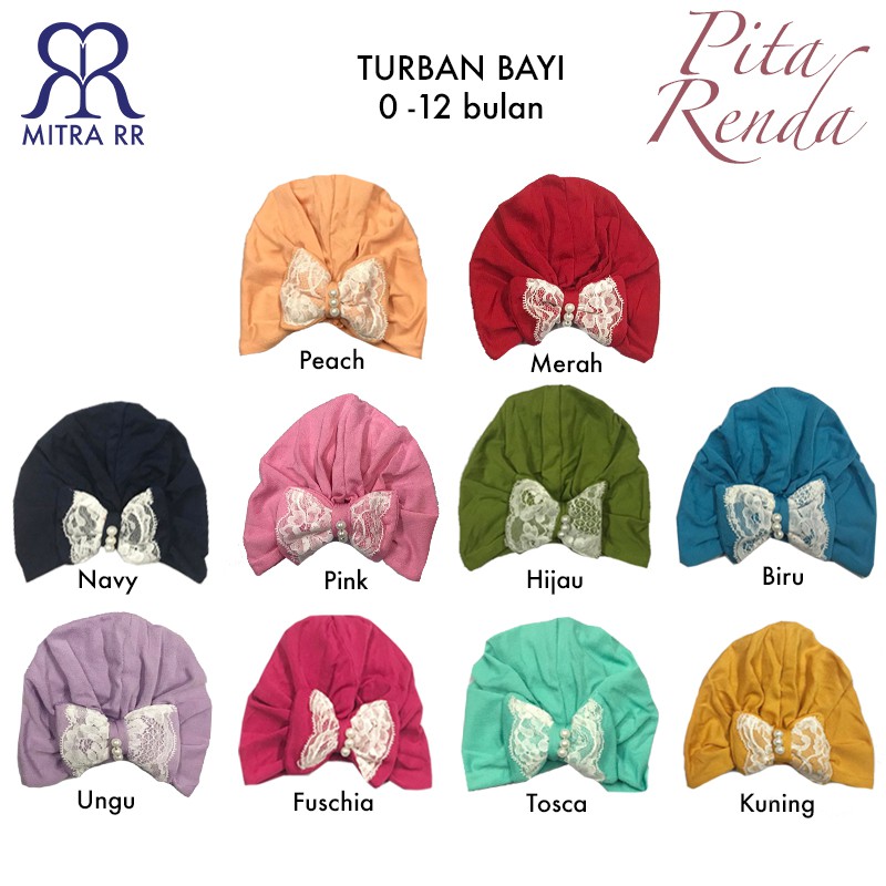 Turban Bayi / Turban Anak ( 0-3 tahun ) Headwrap Baby Renda Pompom Pita Pearl Bunga Spandex Newborn