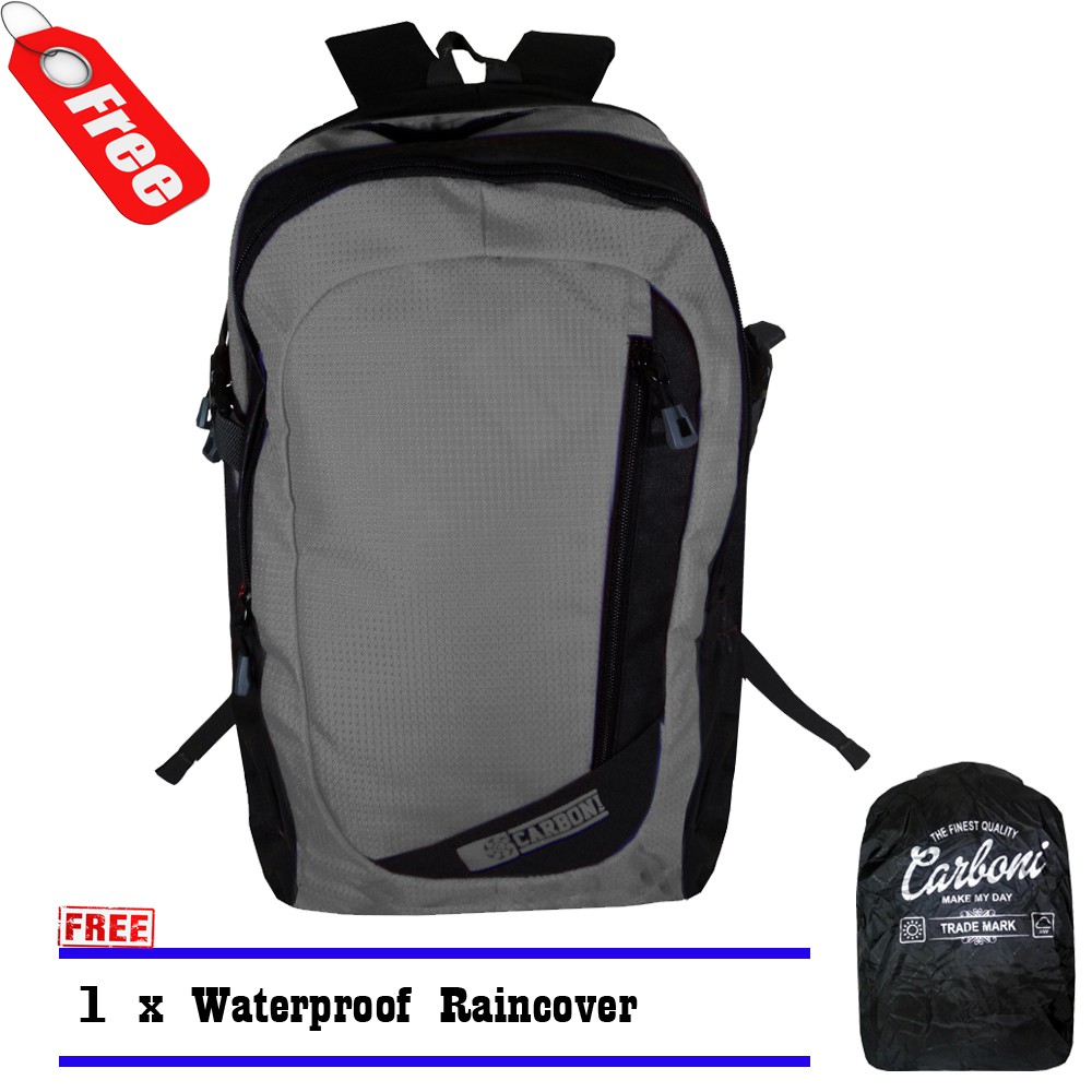 SHOPEE 6.6 SUPER SALE!! Carboni Tas Ransel Outdoor RA0057 Adventure Original - Grey + Raincover