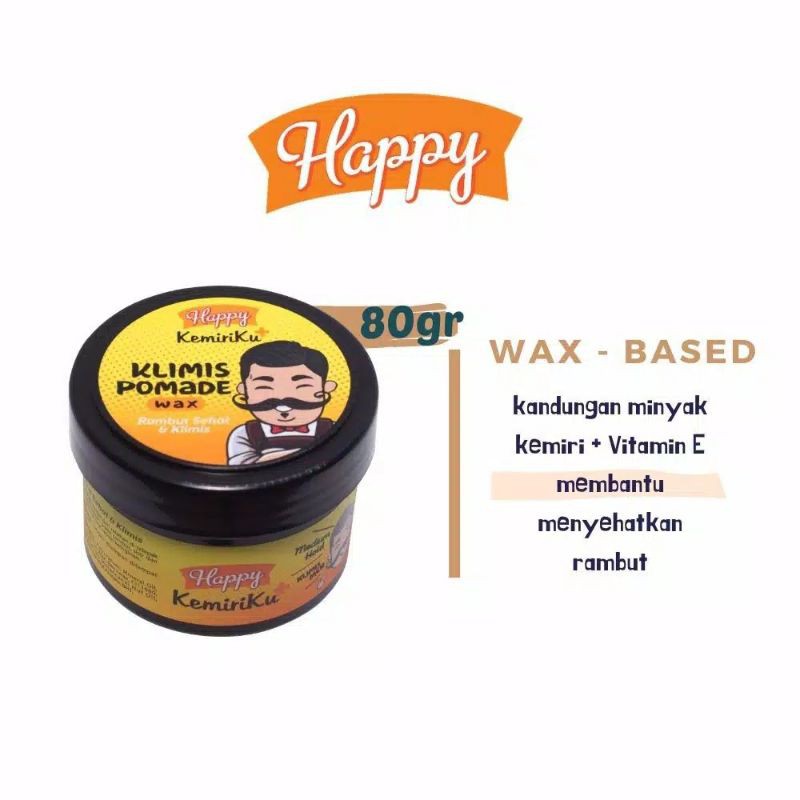 Happy Kemiriku Klimis Pomade (Wax-Based) 80 gr