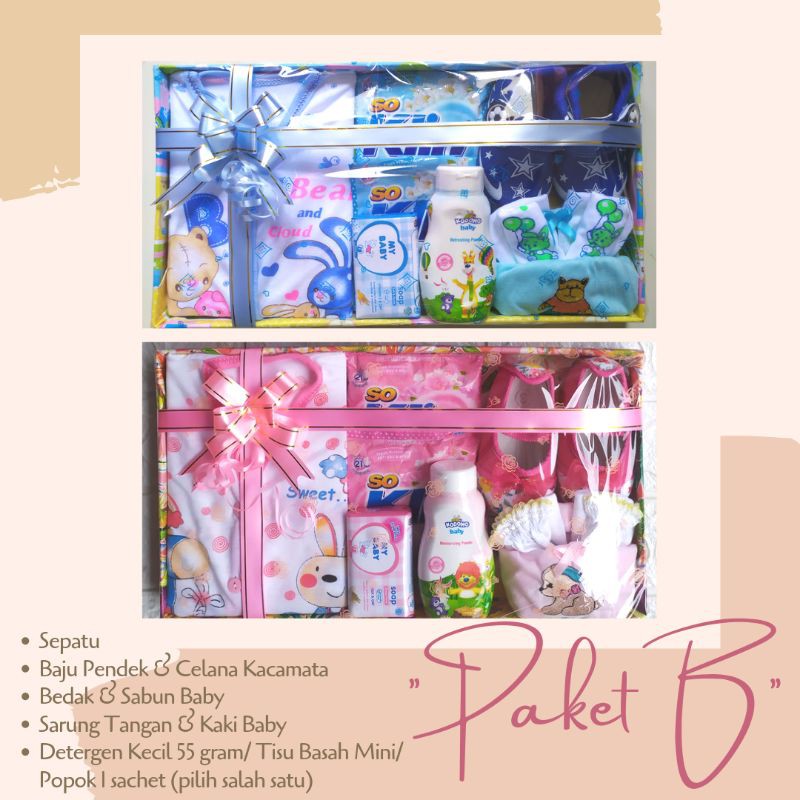 Kado Bayi Parcel Bayi Perlengkapan Bayi Baby Gift Hampers Bayi Bedak Bayi Set Baju Celana Sepatu Bayi Baby Set-Baby B