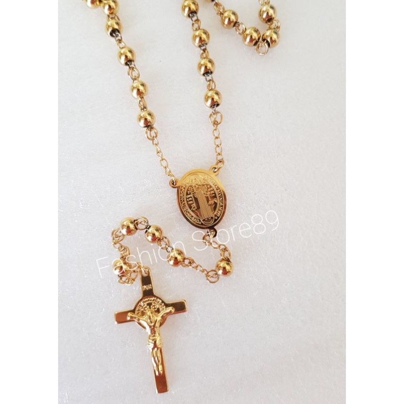 Kalung Rosario gold titanium import Antikarat / kalung Rosario 4mm 5mm 7mm ROG02