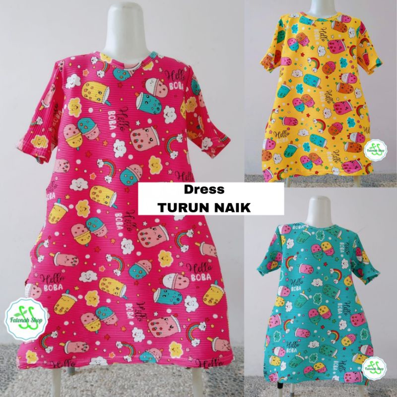 Dress TURUN NAIK boba anak 1 2 3 4 5 6 7 8 9 tahun cewek perempuan baju viral anak mentul mantul ( DRESS TURUN NAIK boba ) Fatonah Shop jawa tengah Grobogan