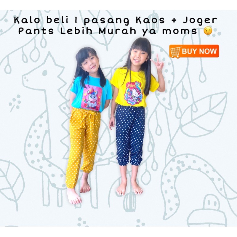 Celana Panjang Jogger Anak Perempuan Cewek 3-10 Tahun Motif Polkadot / Celana Panjang Joger Anak