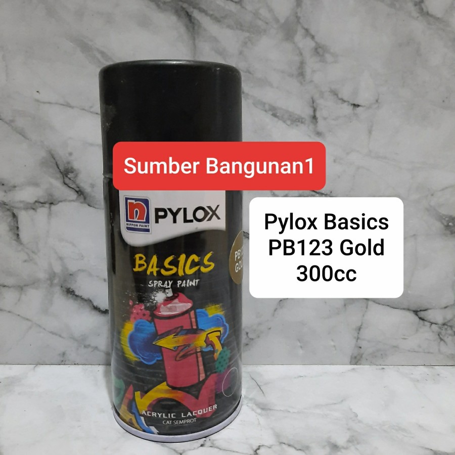 Pylox Basics PB123 Gold 300cc cat semprot emas tembok nippon paint
