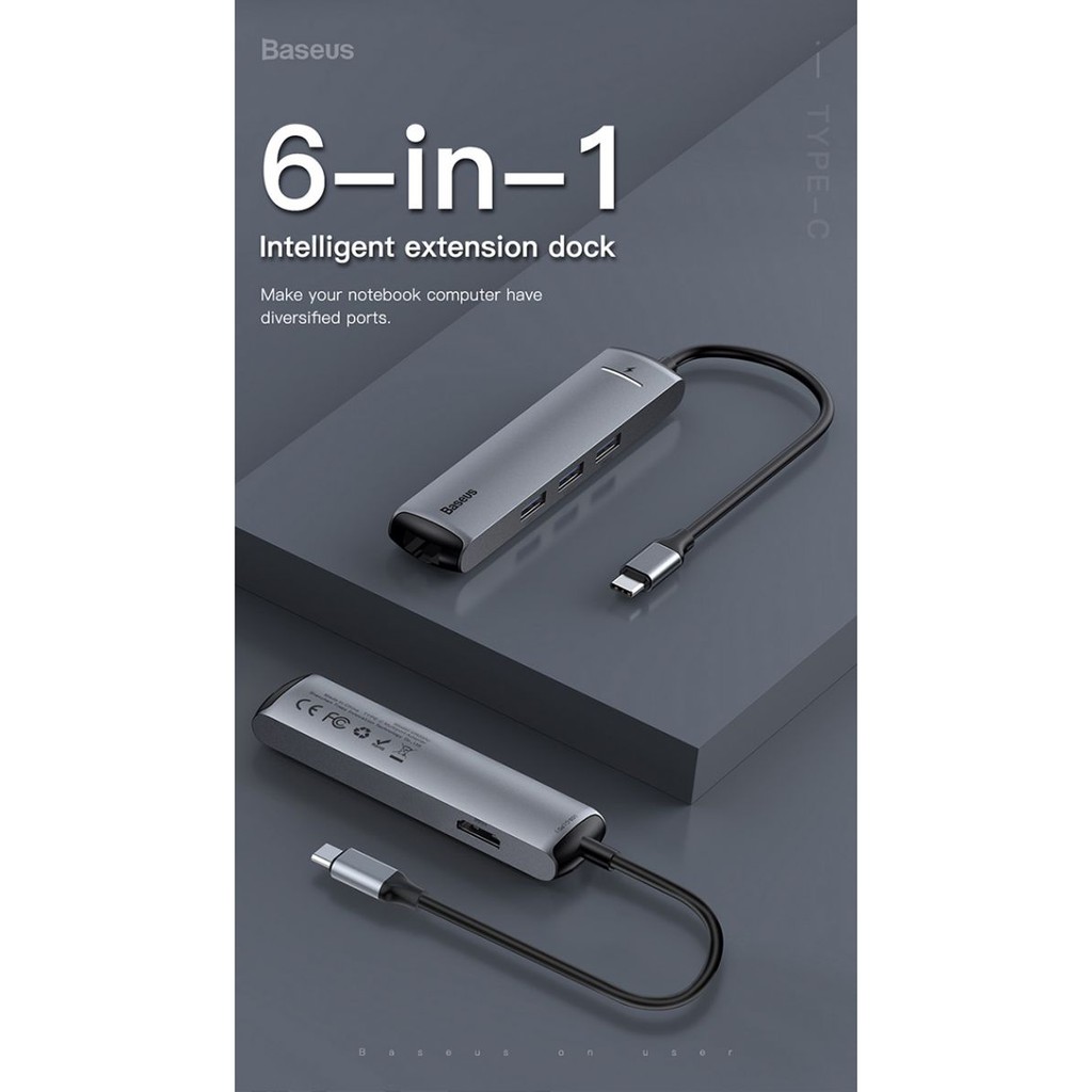 Baseus Mechanical Eye 6 in 1 USB Hub Docking Station 3xUSB + HDMI + LAN Adapter + PD Charging