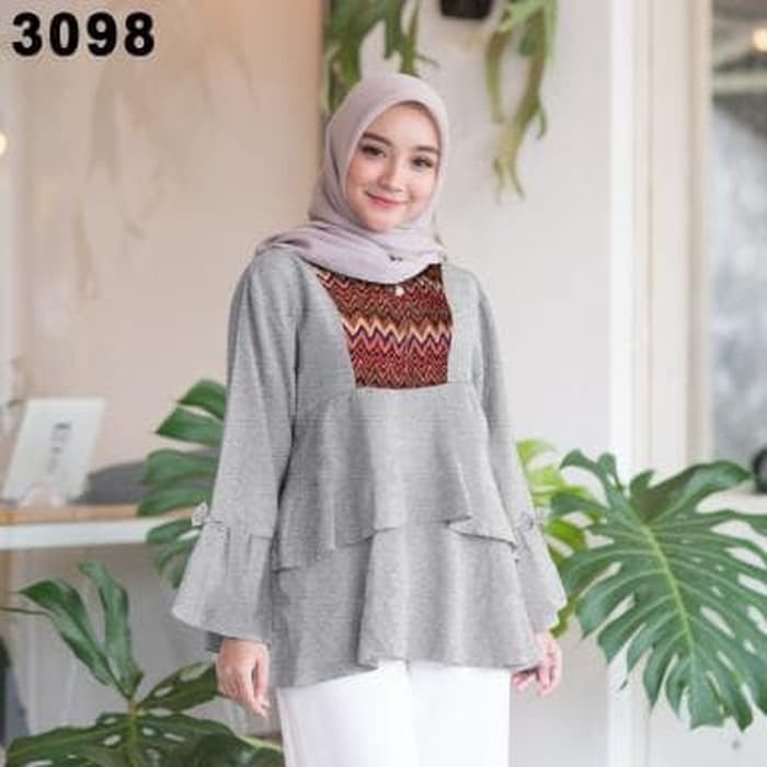 Gaun / dress wanita / cewe BLOUSE 3098 BAJU ATASAN MUSLIM WANITA DEWASA MURAH KEKINIAN TRENDY - PINK